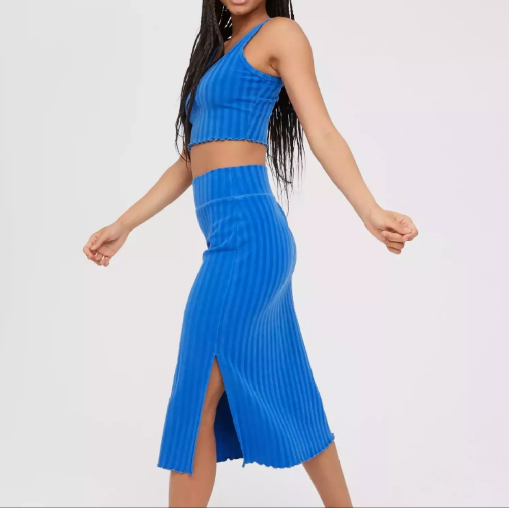 Offline by Aerie Blue OG Groove Midi Skirt